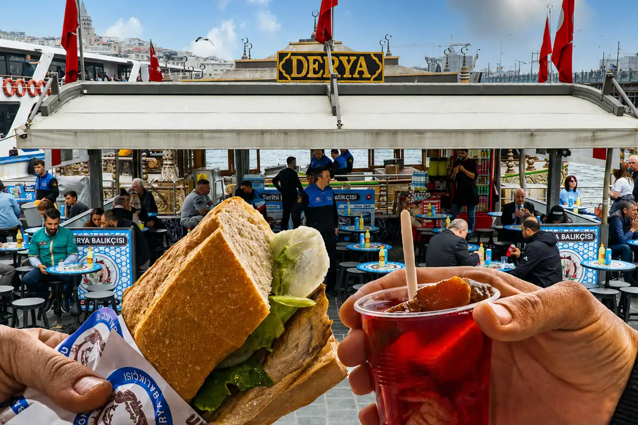 Balık ekmek (vissandwich) aan het water bij Eminönü in Istanbul.